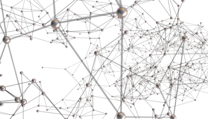 Neural network 3D illustration. Big data and cybersecurity