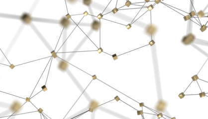 Abstract 3d rendering of network concept. Modern background. Futuristic shape with spheres and lines. Design for poster, cover,