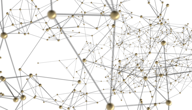 abstract lines with dots over dark background.