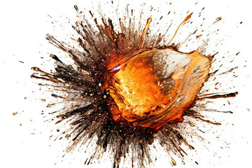 Abstract colorful powder explosion. Paint or cosmetics burst on white background.
