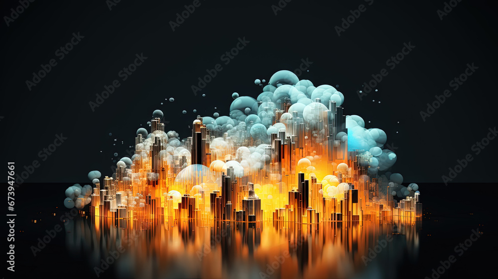 Poster cloud shaped technology abstraction. connection and data storage concept.