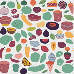 seamless pattern with fruits and vegetables