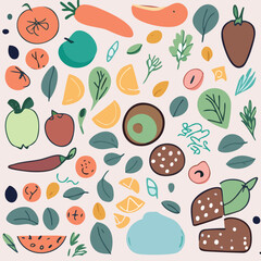 Fototapeta premium seamless pattern with fruits and vegetables
