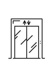 Real estate icon of elevator for home sale and house building rent, vector outline. Real estate apartments or residential property and commercial business agent, line symbol for house or office sale