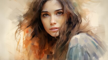 Digital watercolor portrait capturing the essence of a subject