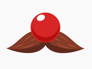 A red nose with brown moustache. Isolated Vector Illustration - obrazy, fototapety, plakaty