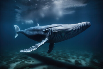 wildlife photography of a blue whale