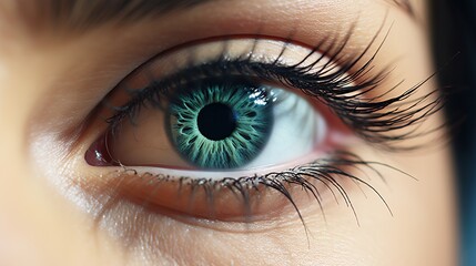 Close up of Female eye with long eyelashes.AI generated image