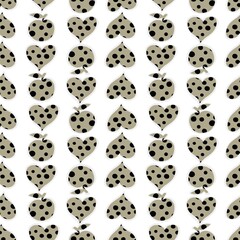 Seamless pattern with hearts and apples for packaging paper, textile, backgrounds.