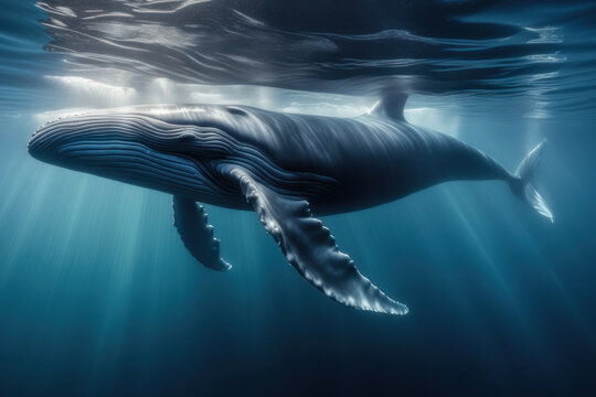 wildlife photography of a blue whale