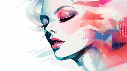 Glamorous beauty illustration reflecting contemporary beauty trends - obrazy, fototapety, plakaty