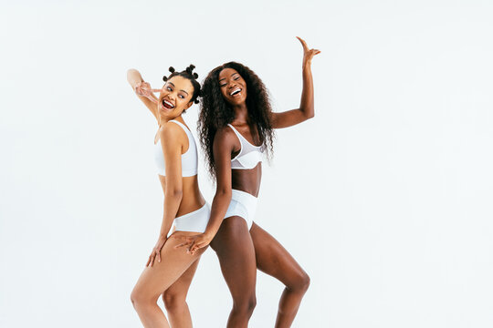 Beautiful black women posing in studio