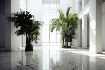 3D interior with plant. Generative AI