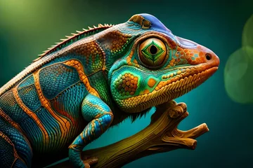Foto op Canvas chameleon on a branch © Sofia Saif