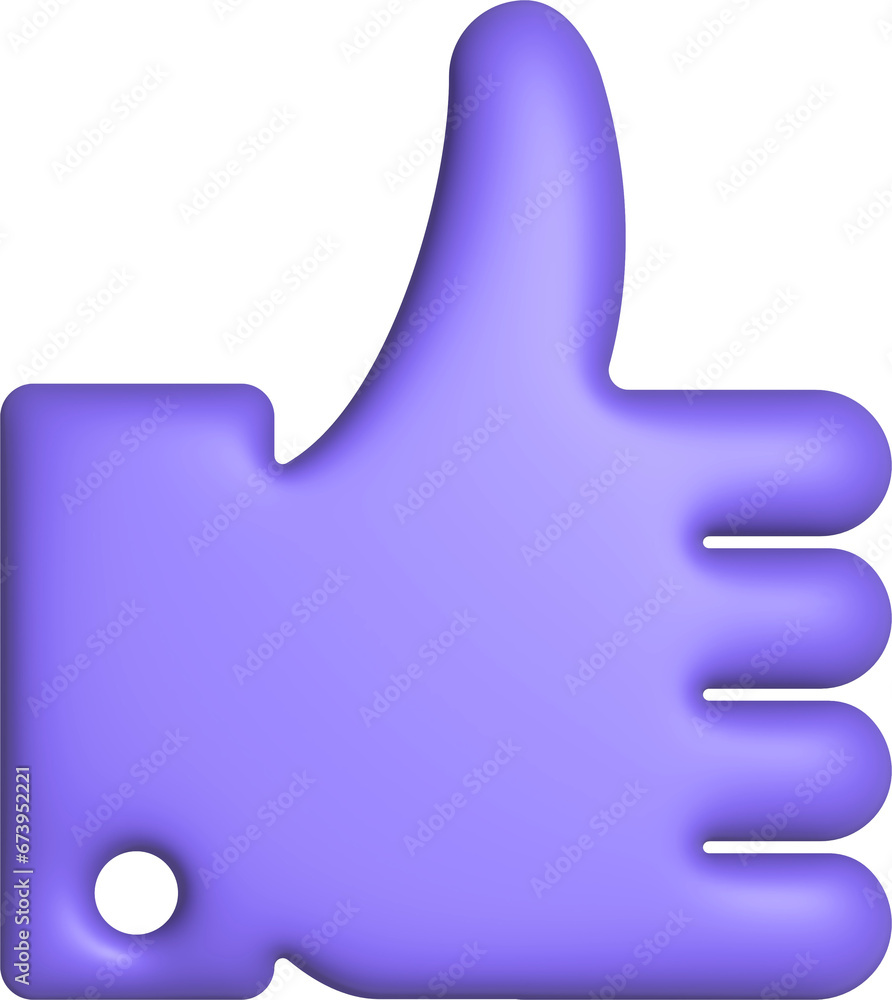 Poster 3d rendering thumb up icon. illustration with shadow isolated on white.