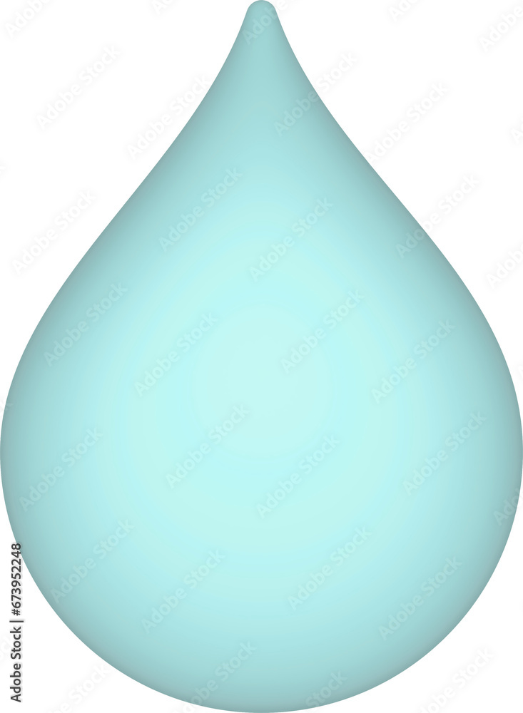 Poster 3d rendering water drop icon. illustration with shadow isolated on white.