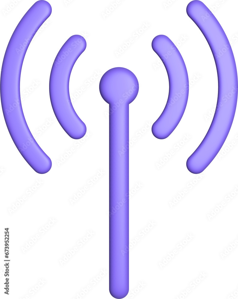 Aufkleber 3d rendering wifi radio signal icon. illustration with shadow isolated on white.