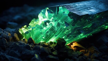 Photo of a Majestic Emerald Glistening on a Rugged Terrain