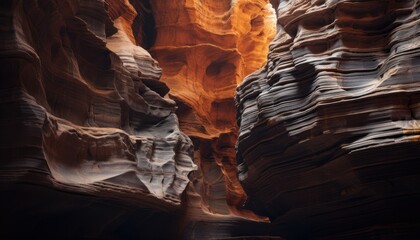 Photo of a Hidden Passage Revealed Through a Narrow Slot in the Side of a Canyon - obrazy, fototapety, plakaty