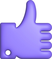 3d rendering thumb up icon. Illustration with shadow isolated on white.