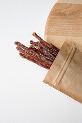 dried meat, jerky, meat chips, sausages