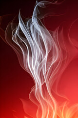 Fototapeta premium Abstract trail of white smoke from fire on orange glow background contemporary modern theme