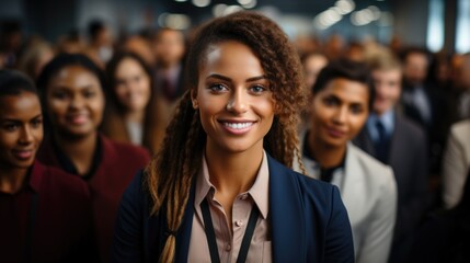 Young participants at a dynamic business conference, engaged in professional networking and learning.
