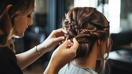 Fototapeta premium Hands of a hairdresser styling a client's hair