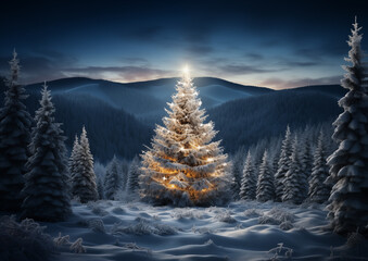 Magia Bożego Narodzenia w Cichym Leśnym Zakątku - obrazy, fototapety, plakaty