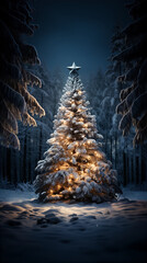 Magia Bożego Narodzenia w Cichym Leśnym Zakątku - obrazy, fototapety, plakaty