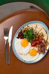 fried eggs with bacon