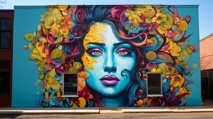 Colorful pop art mural on an urban wall