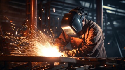 Welding sparks and bright flames during fabrication