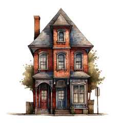 flat illustration of a house with a little roof grain