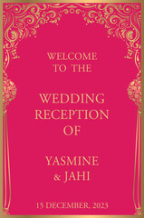 Wedding Welcome Signage Vector Golden Pink Indian Style Board 