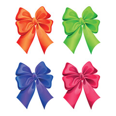 Set of multi-colored bows. New Year's decor. Decor for gifts. Vector illustration