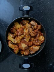 country chickent marinate in cooking pan top view © Apple Stock 963