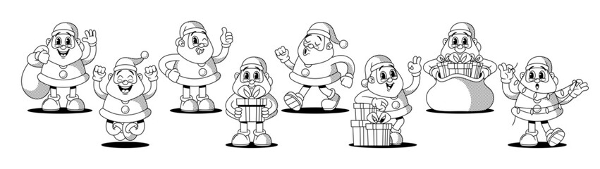 Vintage Black And White Santa Claus Characters Exude Timeless Charm, Donning Classic Suits, Bushy Beards