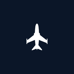  Airplane, Flight transport and travel symbol. Fighter plane icon isolated on blue background 