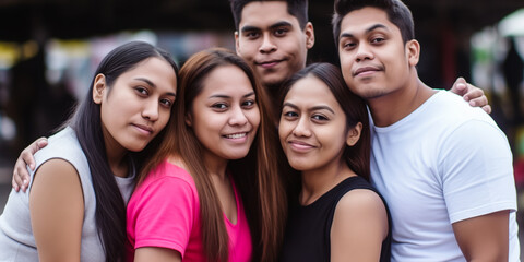 Captivating Outdoor Portrait of Close-Knit Latin Friends