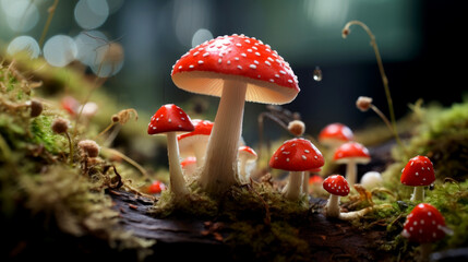fly mushroom in forest