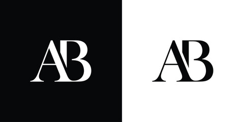 AB a b letter design logo logotype concept with serif font and elegant style. Vector illustration icon with letters A and B. © Muhibin