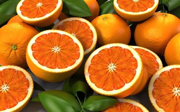 3d render of fruits, colorful healthy orange food ai generative