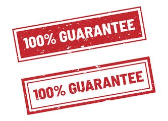 100% guarantee stamp sign red rectangle grunge style