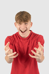 Headshot of a frustrated teenage boy