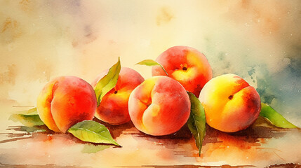 Watercolor painting of peaches