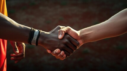Players demonstrate mutual respect through a simple handshake.