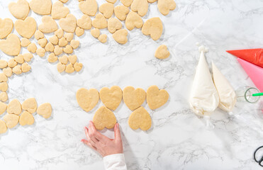 Heart-shaped sugar cookies with royal icing