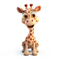 Cute Cartoon Giraffe Isolated On a White Background 