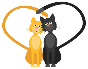 romantic couple of two loving cats